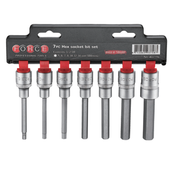 1/2" Набор головок-бит 6-гр. длинных L=100mm 7 пр. (5;6;7;8;10;12;14 мм) (FORCE 40715L)