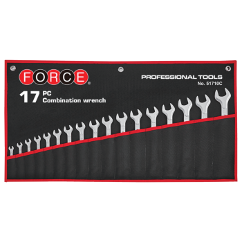 Набор ключей рожково-накидных на полотне 17 пр. (6-24 мм) (FORCE 51710C)