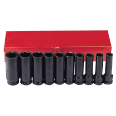 1/2″ Набор головок 12-ти гр. глубоких ударных 10 пр. (10,12-14,16,17, 19,21,22,24mm x L=85mm) (FORCE 4107-10)