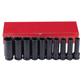 1/2" Набор головок 6-гр. глубоких ударных (12-14;16-19; 21;22;24mm x L=85mm) 10пр. (FORCE 4107-18)