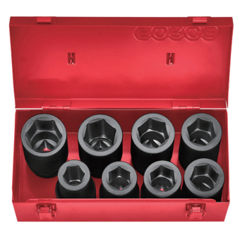 1″ Набор головок 6-гр. ударных, средней глубины L=80mm (24,27,30,32, 33,36,38,41мм) 8 пр. (FORCE 8081MD)
