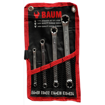 Набор ключей STAR/TORX (E6xE8;E10xE12;E14xE18;E20xE24) 4пр. на полотне (BAUM 61-4M)