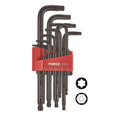 Набор ключей Torx Г-обр. с шаром длинных 9 пр. (Т10-Т50) (FORCE 5098LB)