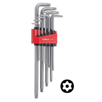 Набор ключей Torx Г-обр. с отверстием экстрадлинных 9 пр. (T10H-T50H) (FORCE 5098XLT)