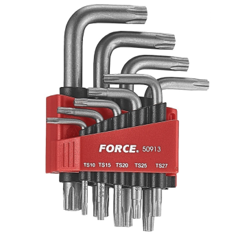 Набор ключей Torx 5-ти лучевых с отверстием Г-обр. 9 пр. (ТS10-TS50) (FORCE 50913)