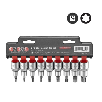 1/2" Набор головок-бит Е-профиль (Torx)  9 пр., L=55 мм (FORCE 40913)