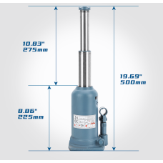 Домкрат бутылочный 5T (2-х штоковый) (H:222-500mm) (TH805001)