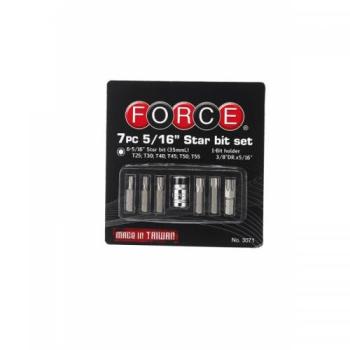 5/16" Набор бит Torx с держателем 7 пр в блистере FORCE 3071