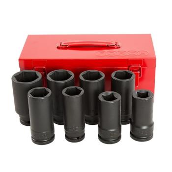 3/4" Набор ударных головок 6-гр. & 4-гр. (4PT.:19,21mm; 6PT.:27;30;32; 35;38;41mm)  глубоких 8пр.  (FORCE 6082D)