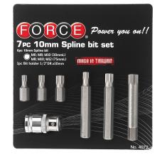 1/2" Набор бит Spline 10 мм 7 пр. на блистере (М6-М12) (FORCE 4072)