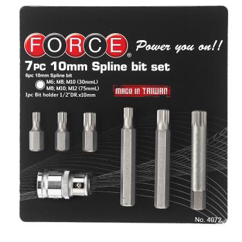 1/2" Набор бит Spline 10 мм 7 пр. на блистере (М6-М12) (FORCE 4072)