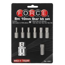 1/2" Набор бит Torx 10 мм 8 пр. на блистере (Т20-Т55) (FORCE 4081)