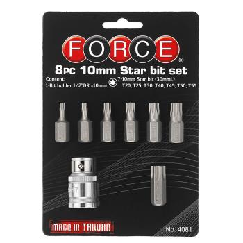 1/2" Набор бит Torx 10 мм 8 пр. на блистере (Т20-Т55) (FORCE 4081)